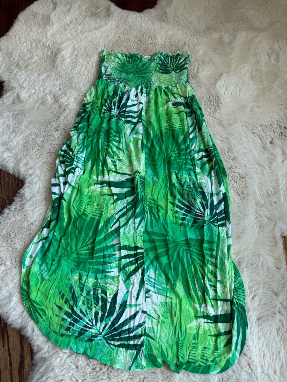 Green Tropical Strapless Swim Coverup Maxi